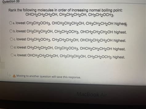 Answered Rank The Following Molecules In Order Bartleby