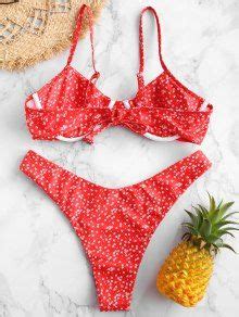 12 OFF 2021 ZAFUL Tiny Floral Underwire Bikini Set In LAVA RED ZAFUL