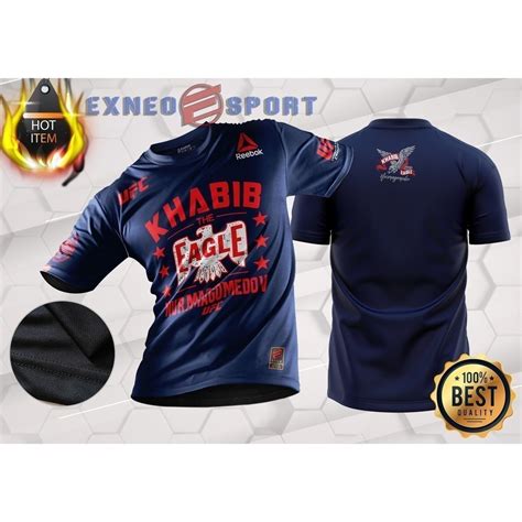 Fashion Microfiber Quality Tshirt Reebok Ufc Khabib The Eagle Navy