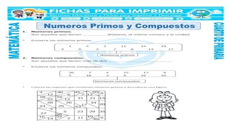 Ficha Numeros Primos Y Compuestos Para Cuarto De Primaria · Pdf File1