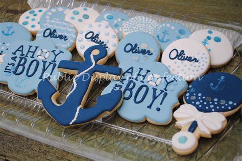 Ahoy Its A Boy Baby Shower Cookies With Anchors Wafer Paper Details On