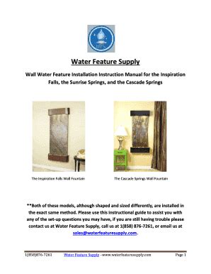 Fillable Online Wall Fountain Installation Instructions For The