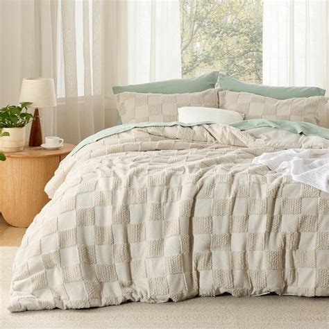 Bedsure Full Size Comforter Set Beige Boho Tufted Bedding Comforter