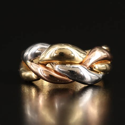 Italian Milor 14k Tri Color Braided Ring Including Rose Gold Ebth