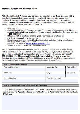 Sample Grievance Forms In Pdf Ms Word