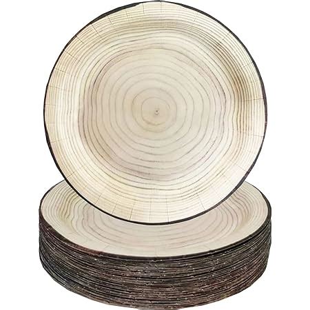 Amazon Visroco Pcs Inch Wood Grain Paper Plates Wood Grain