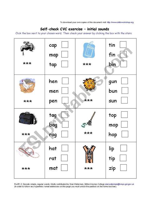 CVC Consonant Vowel Consonant Words Initial Sounds ESL