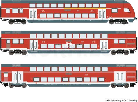 Roco 74150 3 Tlg Set Doppelstockwagen DB AG