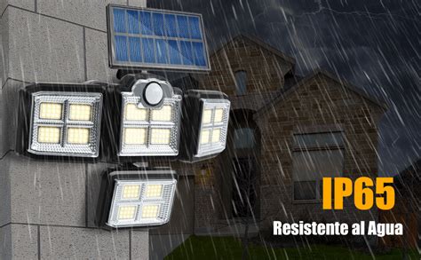 LEKOU Luz Solar Exterior 60W Lámpara Solar Exterior 198LED 1200lm