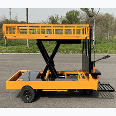 Factory Provided Drivable Electric Lifting Flatbed Trolley With Lithium