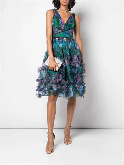 Marchesa Notte Floral Appliquéd Midi Dress Farfetch Dresses Midi