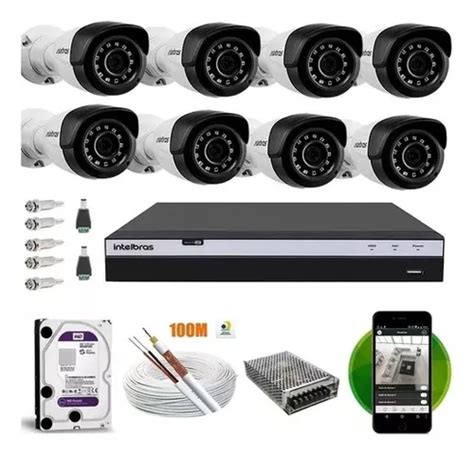 Kit Cftv 8 Câmeras Intelbras 1220b Full Hd Dvr 3008 100mts Frete grátis