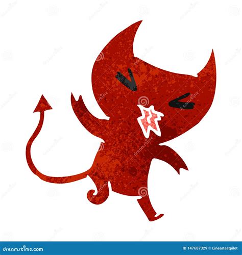 Retro Cartoon Of A Kawaii Cute Demon Stock Vector Illustration Of