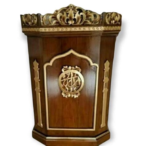 Jual Mimbar Podium Kayu Jati Motif Ukiran Mewah Warna Kombinasi Emas