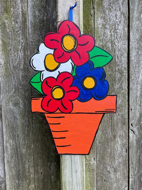 Reclaimed Wood Flower Pot Sign Etsyde