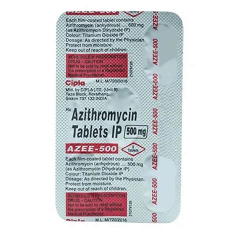 Azee Azithromycin Tablets IP Strength 500 Mg At Rs 72 Strip Of 3