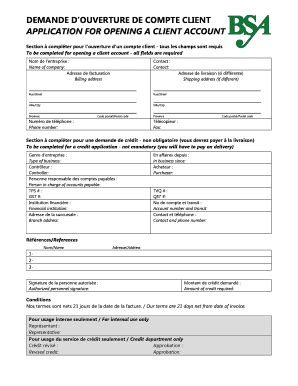 Fillable Online Smb Bsa DEMANDE DOUVERTURE DE COMPTE CLIENT APPLICATION