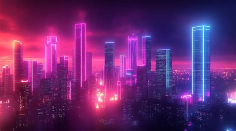 Neon City Skyline with Cyberpunk Vibes | Premium AI-generated image