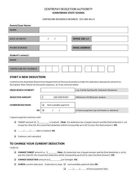 Fillable Online Centrelink Centrepay Deductions Form Fax Email Print