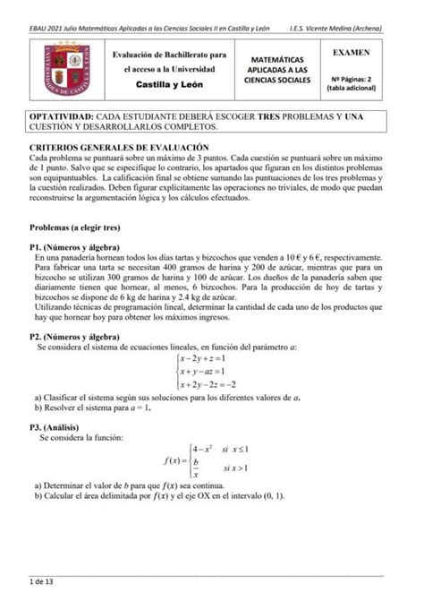 Ebau Matem Ticas Castilla Y Le N Ex Menes Y Soluciones