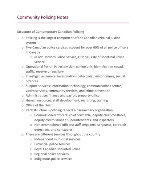 Community Policing Notes Community Policing Notes Structure Of