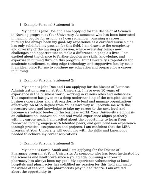 2 Examples Of Good Personal Statement Examples