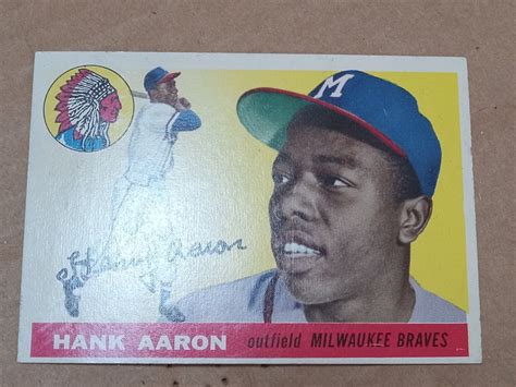 Hank Aaron Topps Card Milwaukee Atlanta Braves Hall Of Fame