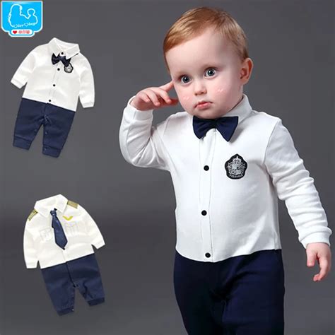 Handsome Baby Rompers Infant Newborn 0 18M Bow Romper Costume Cotton