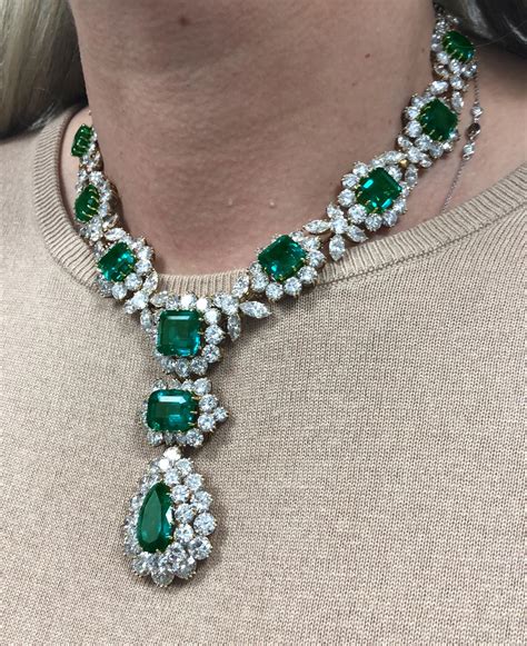 Bulgari Rome Elizabeth Taylor Style Colombian Emerald Diamond Necklace ...