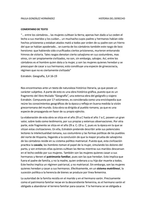 Pr Ctica Comentario De Texto Historia Del Derecho Ucm Studocu