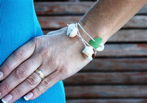 Silver Shell Bangle Sea Glass Bangle Puka Shell Hawaii