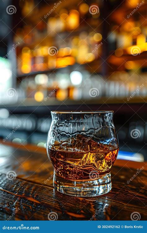 Elegant Bourbon In Glass Classic Bar Interior Setting Stock Illustration Illustration Of