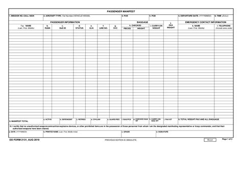 Dd Form 2131 Passenger Manifest Forms Docs 2023