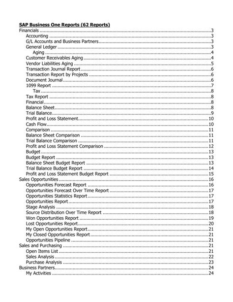 Sap Business One Reports