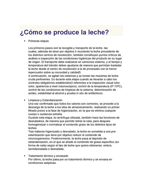 Cómo se produce la leche Cómo se produce la leche Primeras etapas