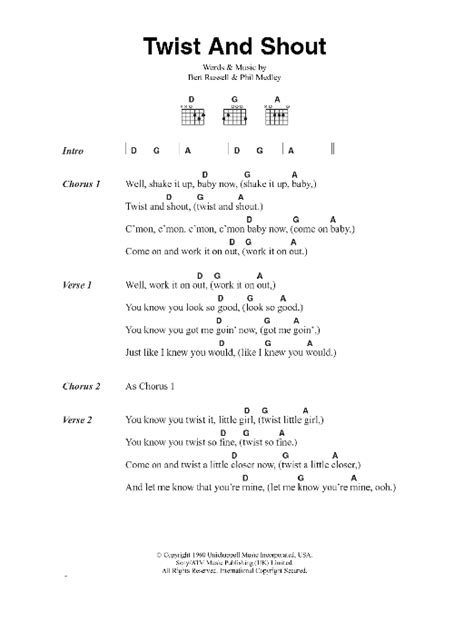 Twist And Shout by The Beatles - Guitar Chords/Lyrics - Guitar Instructor