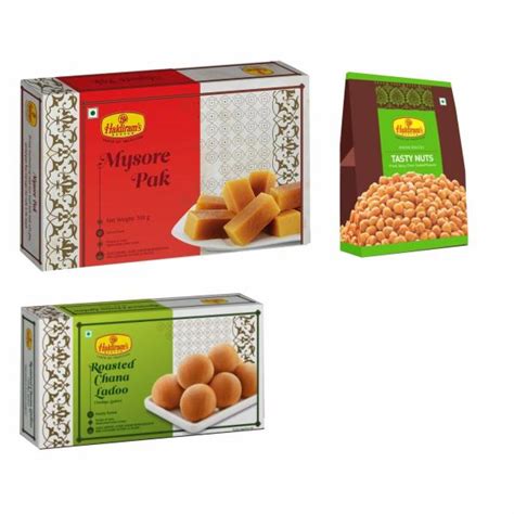 Haldiram S Nagpur Mysore Pak Gm Roasted Chana Ladoo Gm Tasty