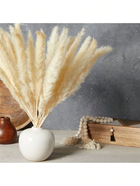 30 Pack Dried White Pampas Grass For Vase Wedding Rustic Style Farmhouse Decor Boho Themed