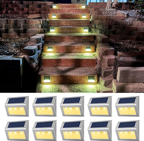 YOZIHAYL Solar Step Lights Outdoor Step Lights Waterproof LED Solar Lights for Steps Stainless ...