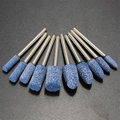 FEVERWORK 10pcs 1 8 Inch Shank Blue AbrasivE Mounted Stone Rotary Tool