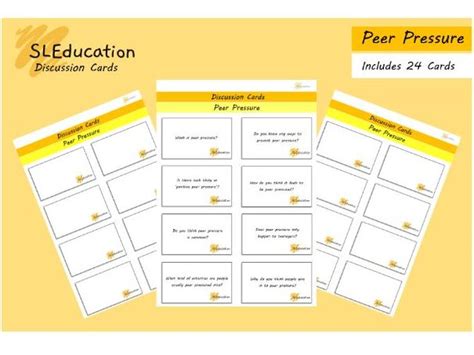 Discussion Cards Peer Pressure Teaching Resources