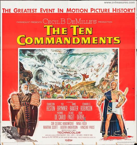 Ten Commandments Original Vintage SIX SHEET Movie Poster Heston ...