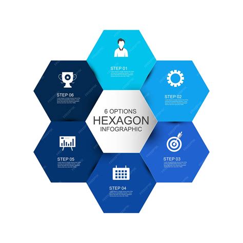 Plantilla De Infografía De Diagrama Hexagonal Vector Premium