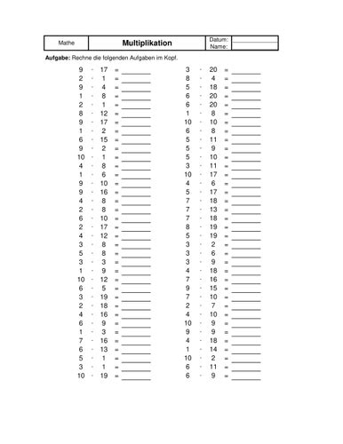 Eine Programmierte Excel Tabelle Zum Schnellen Erstellen Von 1x1