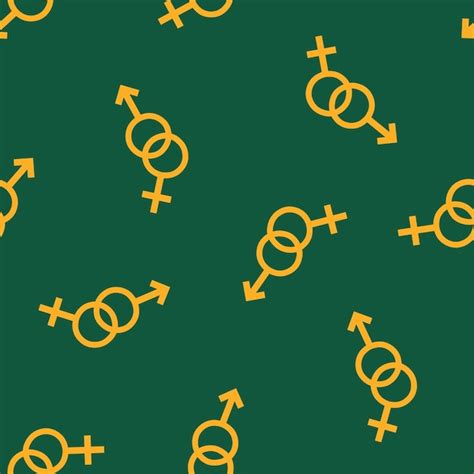 Premium Vector Green Seamless Pattern With Yellow Gender Symbols