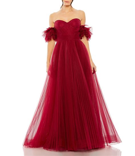 Mac Duggal Strapless Sweetheart Neck Off The Shoulder Tulle A Line Gown