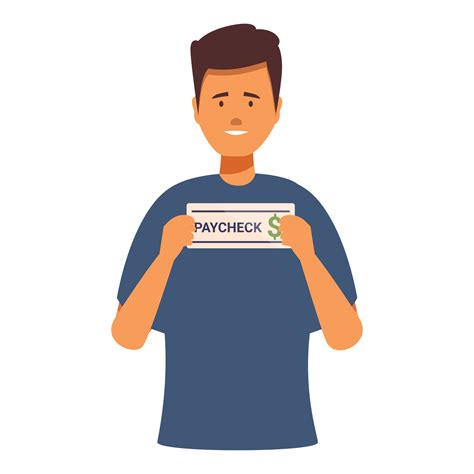 Young man holding paycheck smiling getting paid salary 48795789 Vector