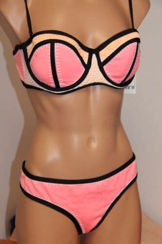 Nwt Bar Iii Swimsuit Bikini Pc Set Size L Sunset Underwire Whip It