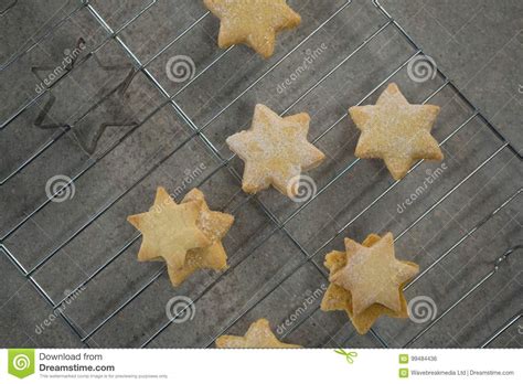 Close Up Of Star Shape Cookies On Cooling Rack Stock Photo Image Of