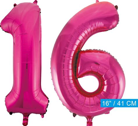 Folie Cijfer Ballonnen Pink Roze 16 Bol